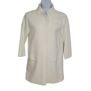 ZARA WOMAN coat cream ivory zip up long‎ peacoat jacket L